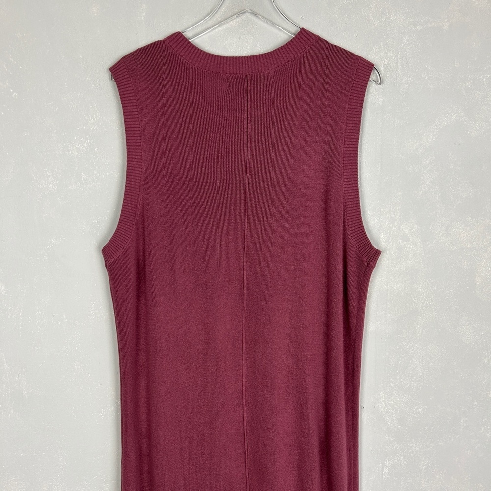 Free People beach size L sleeveless ribbed maxi dress pink side slit crewneck - Picture 7 of 10